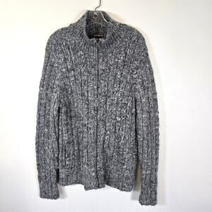 Express Heritage Sweater Men's L Gray Marled Wool Alpaca Blend Full Zip Preppy